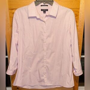 Land's End Pink Plaid Button Up Blouse 14